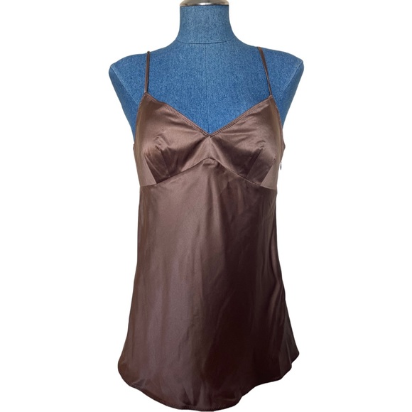 Vintage 95% Silk Brown Tank Top - Picture 1 of 3